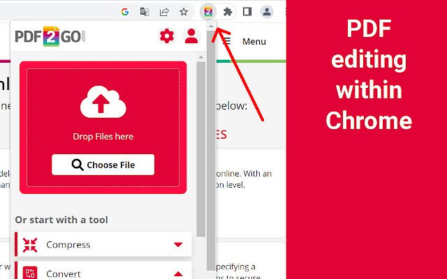 Online PDF Editor (pdf2go.com)  from Chrome web store to be run with OffiDocs Chromium online