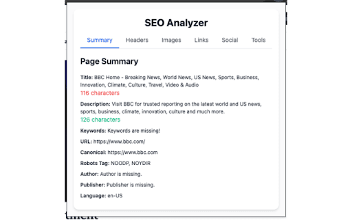 OnPage SEO Analyzer  from Chrome web store to be run with OffiDocs Chromium online