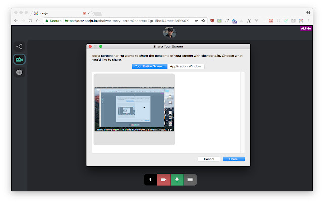 oorja screensharing  from Chrome web store to be run with OffiDocs Chromium online