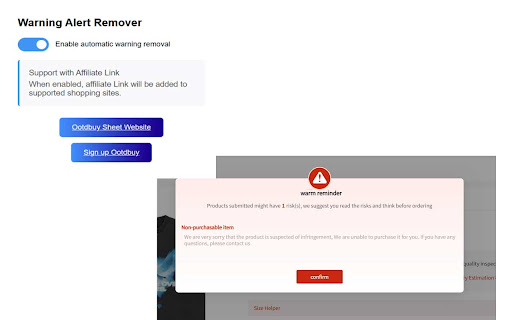 Ootdbuy Pop up Remover 2025  from Chrome web store to be run with OffiDocs Chromium online