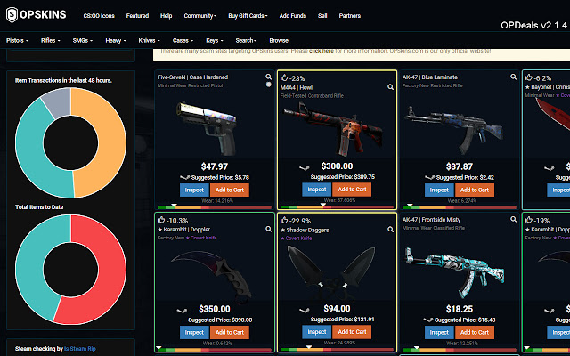 OPDeals Find the best deals on OPSkins.com  from Chrome web store to be run with OffiDocs Chromium online