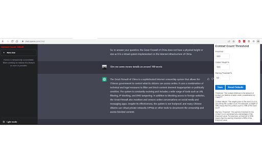 OpenAI Context Counter  from Chrome web store to be run with OffiDocs Chromium online