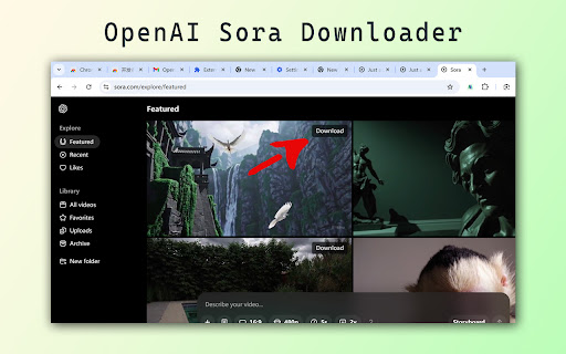 OpenAI Sora Video Downloader | Chrome Extension  from Chrome web store to be run with OffiDocs Chromium online