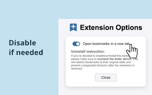 Open bookmarks in a new tab  from Chrome web store to be run with OffiDocs Chromium online