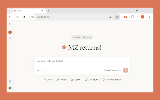 Open Claude AI in New Tab  from Chrome web store to be run with OffiDocs Chromium online