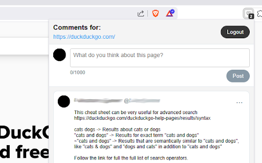 Open Comment Section  from Chrome web store to be run with OffiDocs Chromium online
