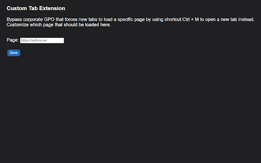 Open custom new tab  from Chrome web store to be run with OffiDocs Chromium online