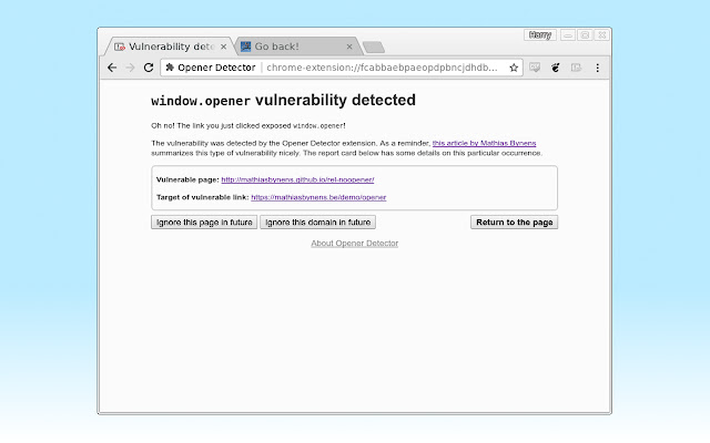 Opener Detector  from Chrome web store to be run with OffiDocs Chromium online