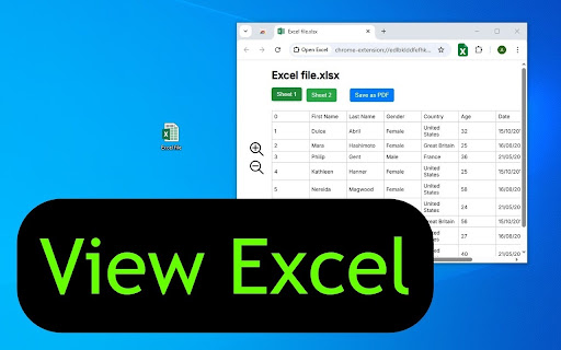 Open Excel  from Chrome web store to be run with OffiDocs Chromium online