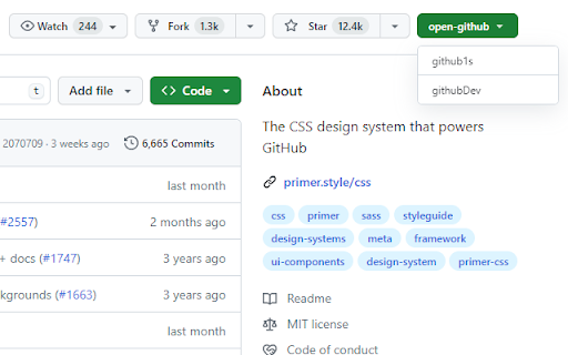 open github in web  from Chrome web store to be run with OffiDocs Chromium online