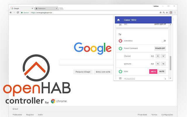 openHAB Chrome Controller  from Chrome web store to be run with OffiDocs Chromium online