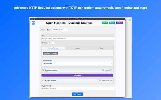 Open Headers  from Chrome web store to be run with OffiDocs Chromium online