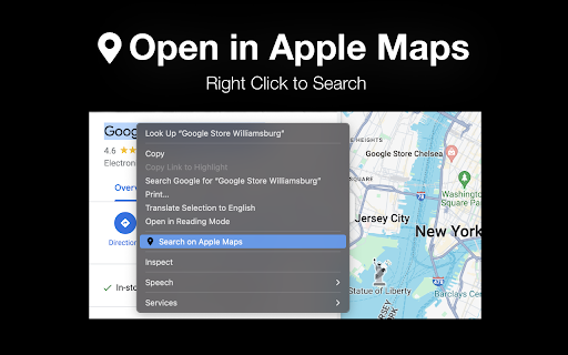 Open in Apple Maps  from Chrome web store to be run with OffiDocs Chromium online
