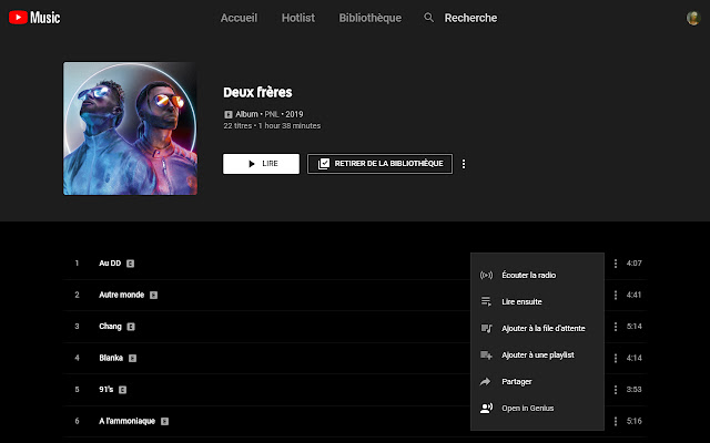 Open in Genius for YouTube Music  from Chrome web store to be run with OffiDocs Chromium online