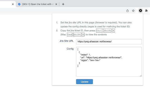 Open Jira Page Shortcut  from Chrome web store to be run with OffiDocs Chromium online