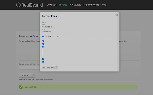 Open magnet links in Real Debrid  from Chrome web store to be run with OffiDocs Chromium online