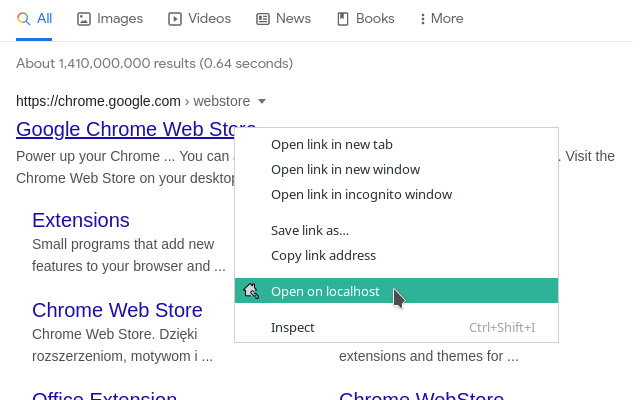 Open On Local  from Chrome web store to be run with OffiDocs Chromium online
