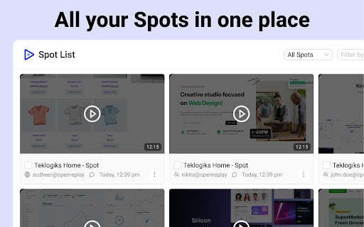 OpenReplay Spot Record  Report Bugs  from Chrome web store to be run with OffiDocs Chromium online