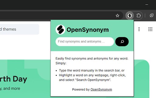 OpenSynonym Search  from Chrome web store to be run with OffiDocs Chromium online
