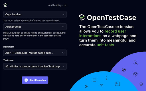 OpenTestCase Recorder  from Chrome web store to be run with OffiDocs Chromium online