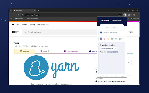 OpenText Core SCA Select Extension  from Chrome web store to be run with OffiDocs Chromium online
