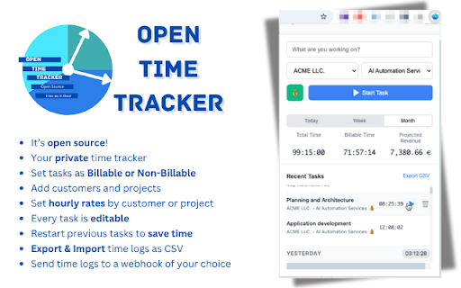 Open Time Tracker  from Chrome web store to be run with OffiDocs Chromium online