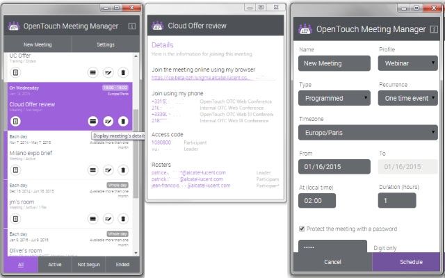 OpenTouch Meeting Manager  from Chrome web store to be run with OffiDocs Chromium online