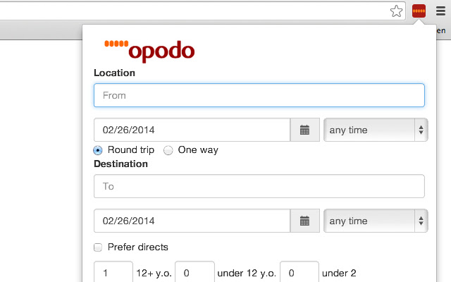 Opodo Flight Search  from Chrome web store to be run with OffiDocs Chromium online
