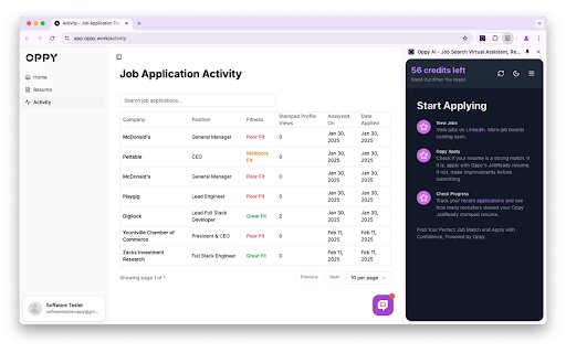 Oppy AI Job Search Virtual Assistant, Resume  CV Scoring  from Chrome web store to be run with OffiDocs Chromium online