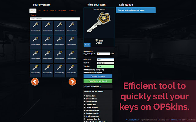 OPSkins Key Seller  from Chrome web store to be run with OffiDocs Chromium online