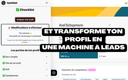 OptiMalt : optimise ton profil Malt  from Chrome web store to be run with OffiDocs Chromium online