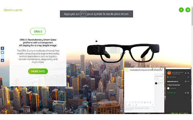 Optinvent Chat  webRTC Videoconf  from Chrome web store to be run with OffiDocs Chromium online