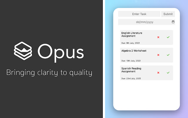 Opus Task Planner  from Chrome web store to be run with OffiDocs Chromium online