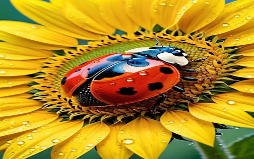 Orange beetles and sunflowers Wallpaper  from Chrome web store to be run with OffiDocs Chromium online