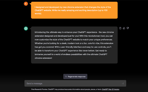 Orange ChatGPT Theme  from Chrome web store to be run with OffiDocs Chromium online