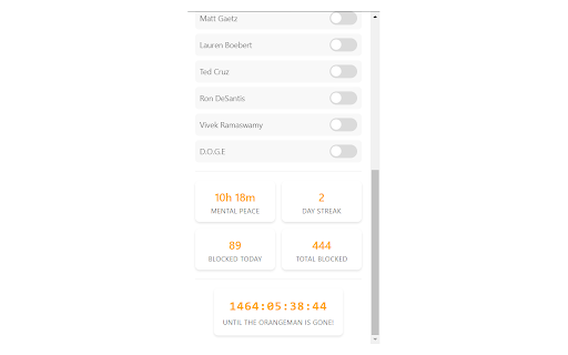 OrangeMan Blocker  from Chrome web store to be run with OffiDocs Chromium online