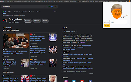 Orange Man Replacer  from Chrome web store to be run with OffiDocs Chromium online