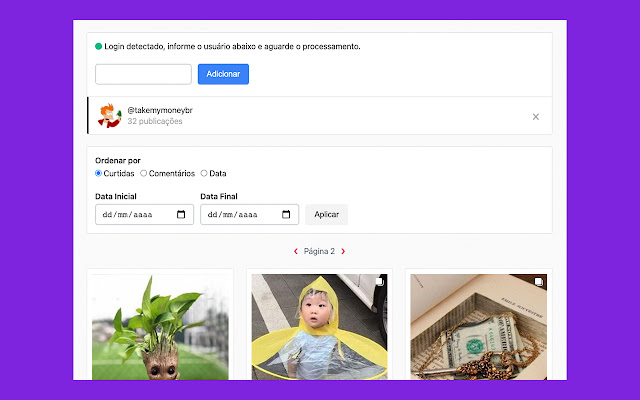 Ordenar Conta do Instagram  from Chrome web store to be run with OffiDocs Chromium online