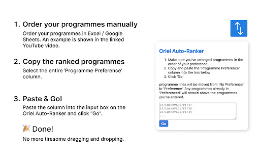 Oriel Auto Ranker  from Chrome web store to be run with OffiDocs Chromium online
