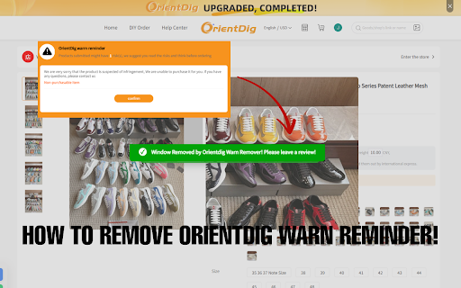 OrientDig Warn Reminder Remover (Simple Version)  from Chrome web store to be run with OffiDocs Chromium online
