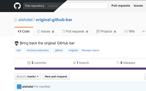 Original GitHub Bar  from Chrome web store to be run with OffiDocs Chromium online