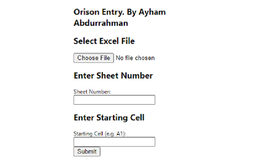 Orison Entry. By Ayham Abdurrahman from Chrome web store to be run with OffiDocs Chromium online Orison Entry. By Ayham Abdurrahman from Chrome web store to be run with OffiDocs Chromium online