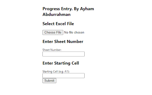 Orison progress Entry. By Ayham Abdurrahman  from Chrome web store to be run with OffiDocs Chromium online