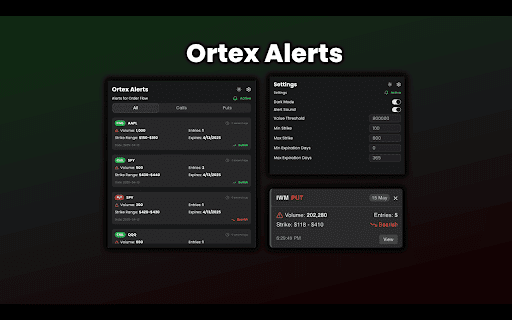 Ortex Alerts  from Chrome web store to be run with OffiDocs Chromium online
