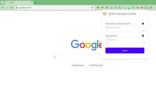 OSINT Username Search  from Chrome web store to be run with OffiDocs Chromium online