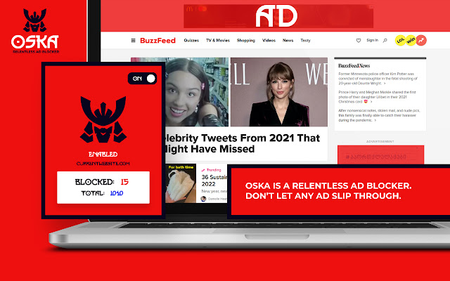 OSKA ad blocker  from Chrome web store to be run with OffiDocs Chromium online