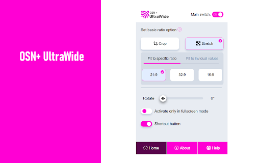 OSN+ UltraWide: custom fullscreen ratios  from Chrome web store to be run with OffiDocs Chromium online