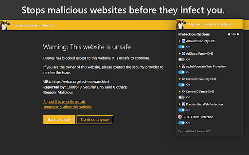Osprey: Browser Protection  from Chrome web store to be run with OffiDocs Chromium online