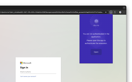 OTP.MS  from Chrome web store to be run with OffiDocs Chromium online