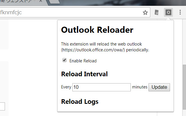 Outlook Reloader  from Chrome web store to be run with OffiDocs Chromium online